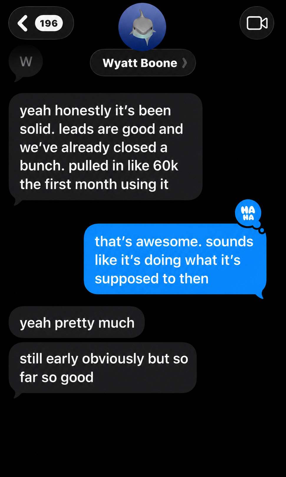 Client text message result 4
